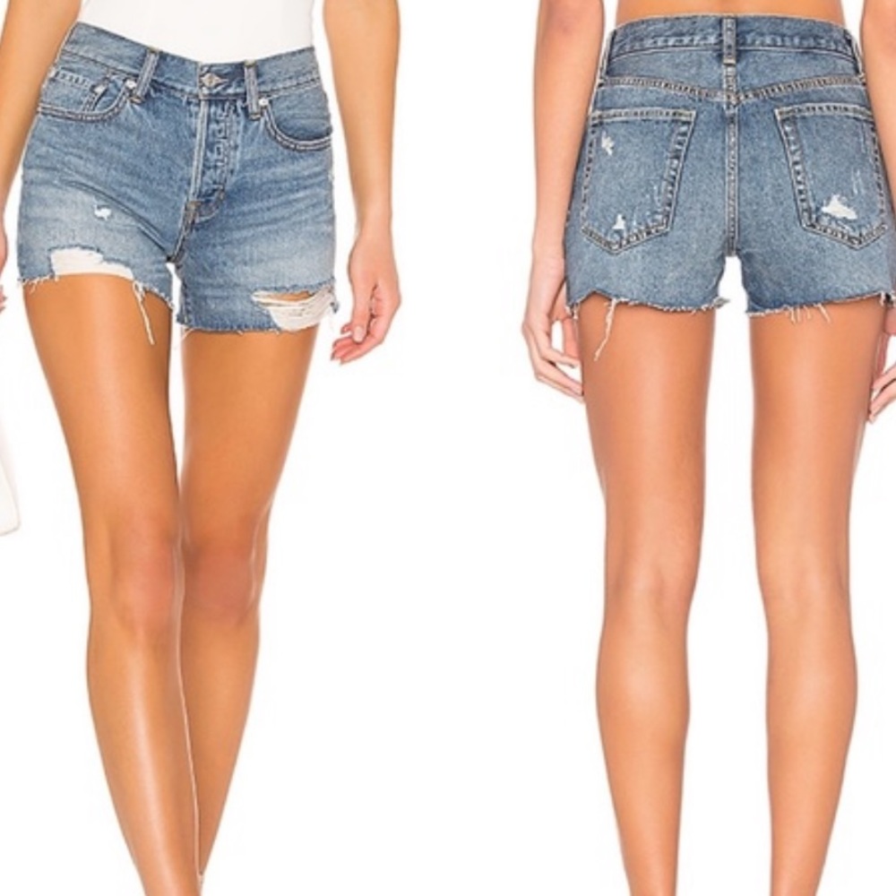 We The Free Distressed Light Blue Denim Jean Shorts